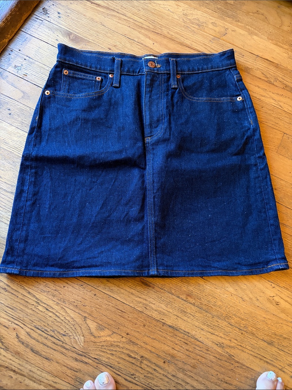 Dark Blue Denim A-Line Skirt